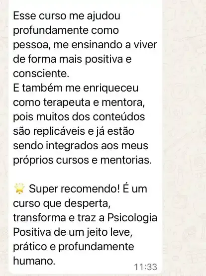 Resultado do curso de Psicologia Positiva 66