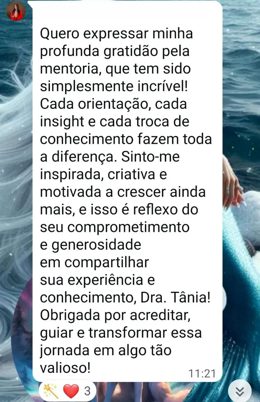 Prova de resultado da Mentoria dos Sonhos: Talyta — gratidão