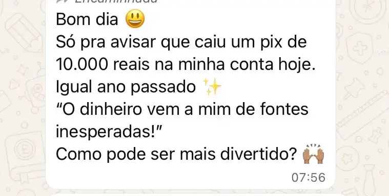 Prova de resultado da Mentoria dos Sonhos: Fernanda Benatti — o pix de 10 mil