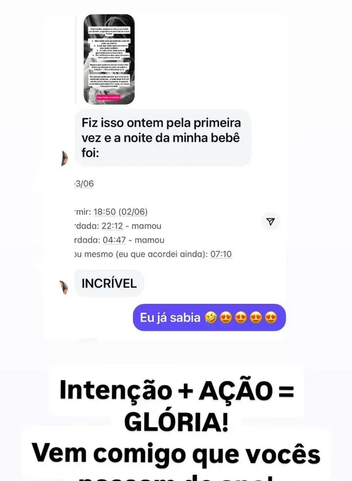 Prova de resultado da Mentoria dos Sonhos: O bebê — «Intenção + AÇÃO»
